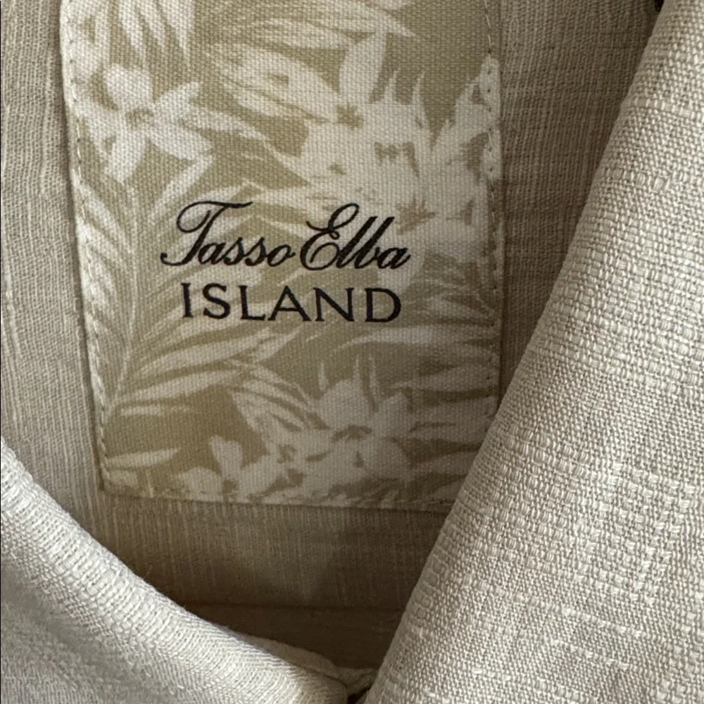 Tasso Elba Island men’s Short Sleeve Shirt in Light Beige 2XL Silk/Linen - Picture 2 of 7